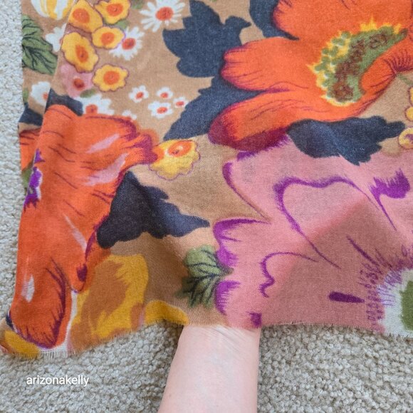 Woven Wool Lightweight Floral Scarf - Picture 3 of 8